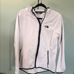 The North Face Women's White Hooded Zip-Up Jacket with Black Trim